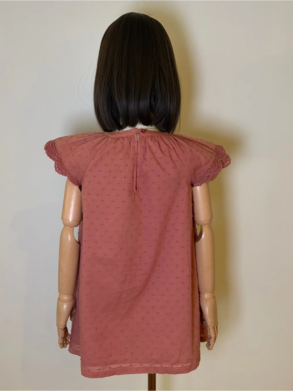 Old Navy Girls 4T Dusty Rose Swiss Dot Lace Flutter Sleeve Cotton Mini Dress